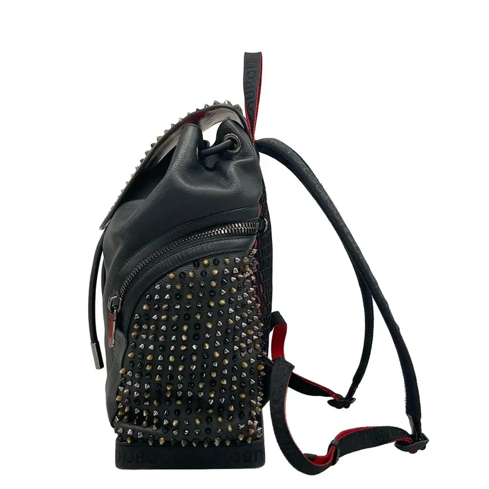 Christian Louboutin Explorer Funk Backpack Black Red Calf Skin Rubber